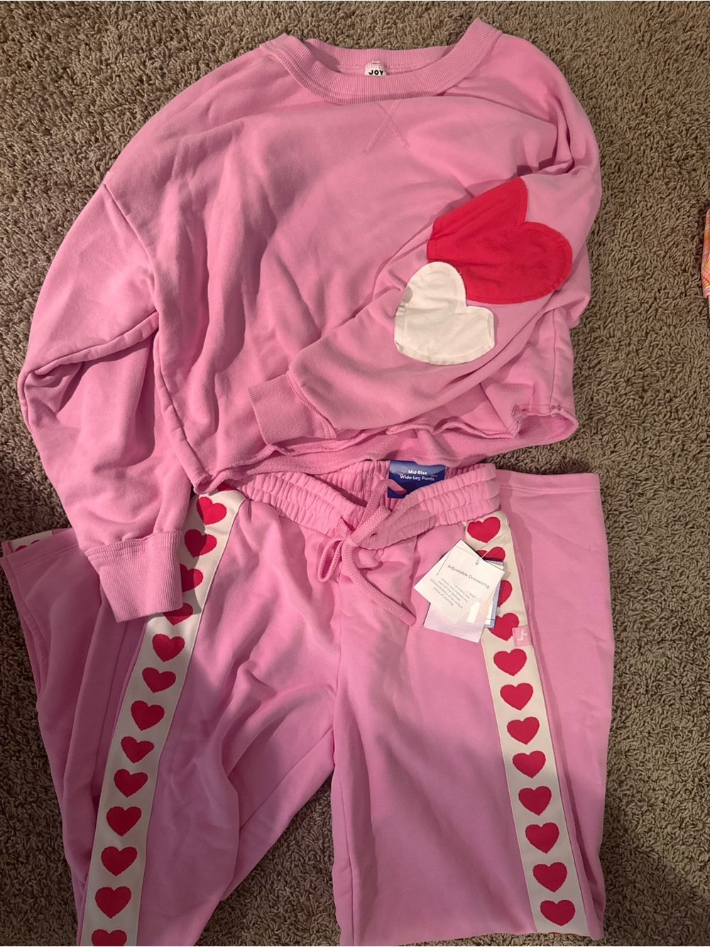 Target Pink Heart Patch Crewneck & Jogger Set